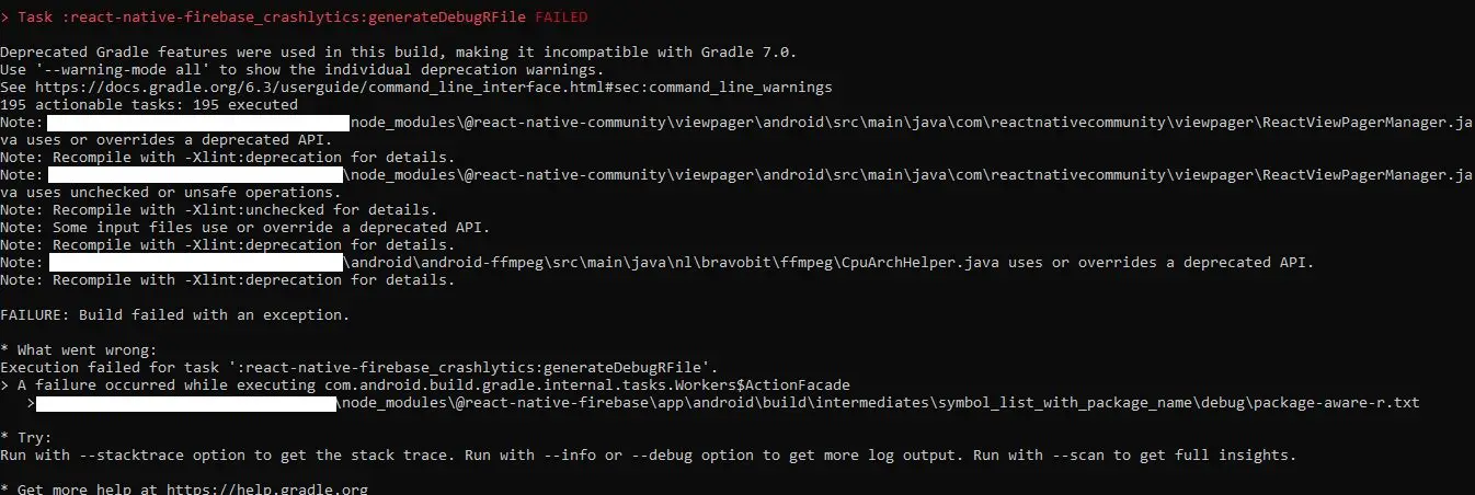 React Native, react-native-firebase_crashlytics:generateDebugRFile, Example
